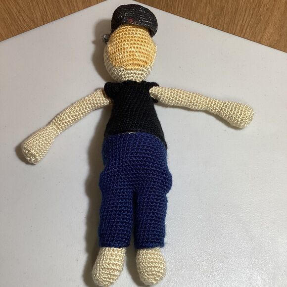 Handmade Crocheted Skater Dude 19” Plush Toy With Drink Local Hat Dad Gift - Picture 4 of 5